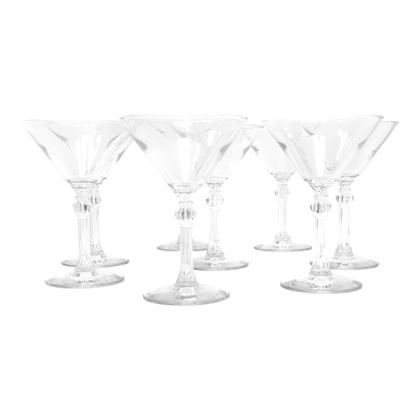 1950s Libbey Fluted Stem, Rock Sharpe Patten Cocktail Glasses - 8 ...