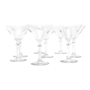 1950s Libbey Fluted Stem, Rock Sharpe Patten Cocktail Glasses - 8 Pieces