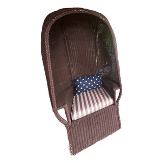 Vintage Boho Wicker Porter's Chair / Hooded Canopy Dome Chair For Sale