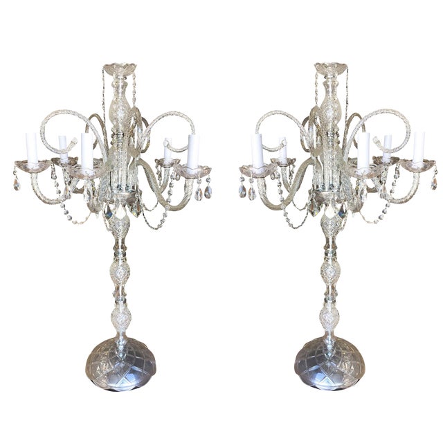 7Arm Electric Candelabra Crystal Table Lamps , Pair Chairish