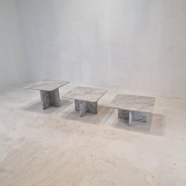 Italian Coffee Tables in Marble, 1970s, Set of 3 For Sale - Image 3 of 18