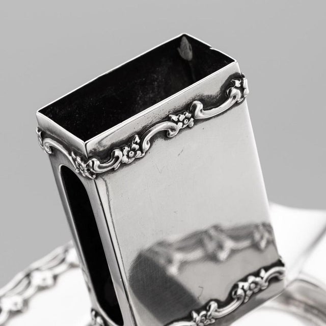 Silver Antique American Silver Ashtray and Match Box Holder by Tiffany & Co, 1890s For Sale - Image 8 of 13