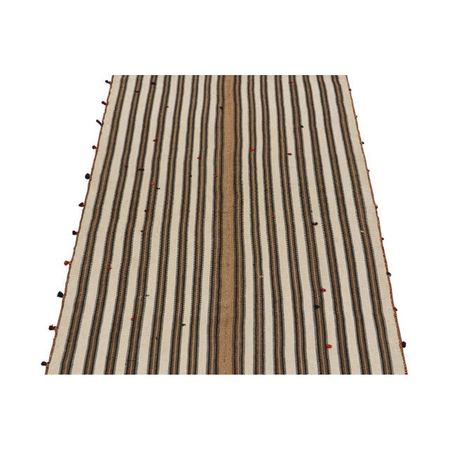 Tribal 1950s Vintage Persian Kilim With Beige and Brown Stripes by Rug & Kilim For Sale - Image 3 of 8