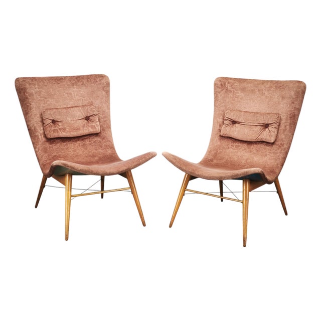 Shell Lounge Chairs by Miroslav Navrátil, Former Czechoslovakia, 1960s, Set of 2 For Sale