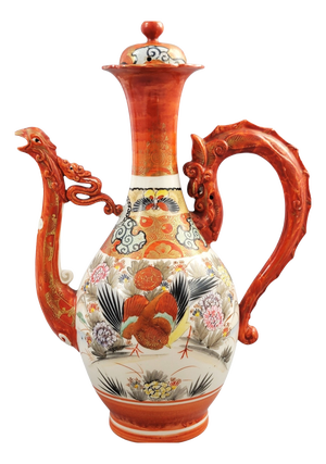 Japanese Kutani Porcelain Dragon and Phoenix Ewer