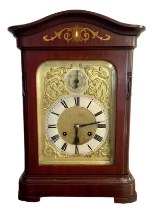 Edwardian Mahogany Inlaid Chiming 8 Day Mantle Clock, 1900s