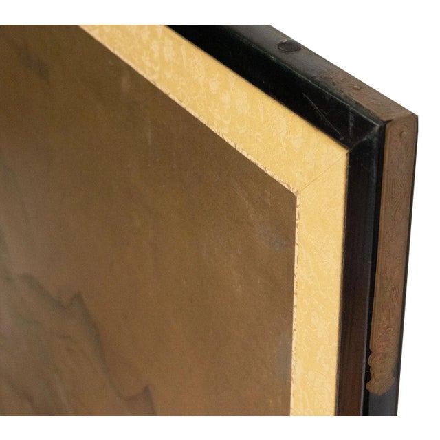 1960s Shōwa Era Japanese Byobu Screen "Landscape With Gazebo" For Sale - Image 14 of 17