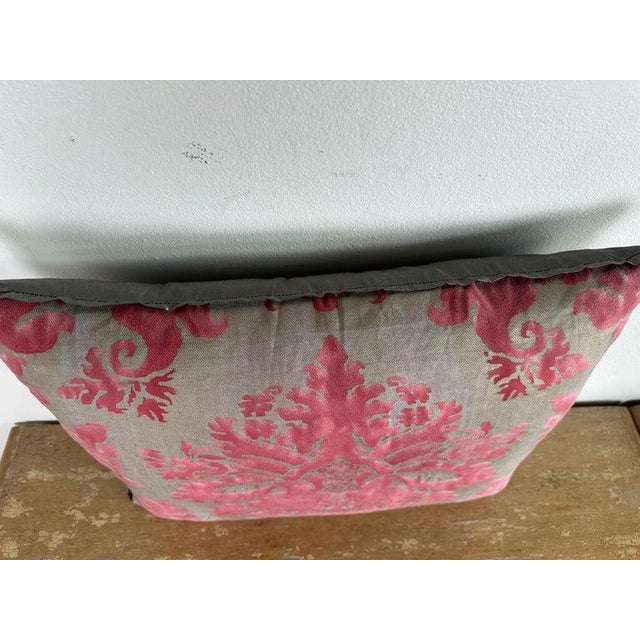 Taupe Custom Fortuny Cotton and Silk Decorative Pillow For Sale - Image 8 of 10