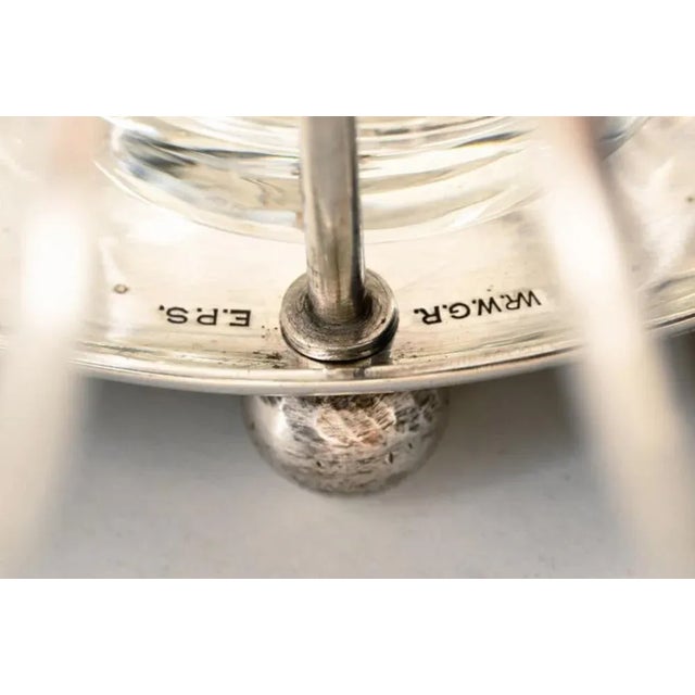 Brown Art Deco Serving Plate in Nickel Plated Glass with Wicker Handle, 1920s, Set of 7 For Sale - Image 8 of 9