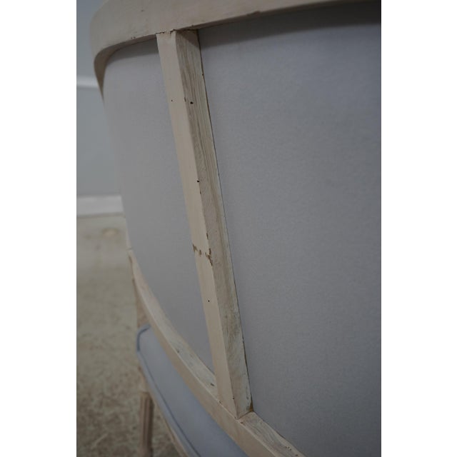 French Louis XVI Style Blue & White Oval Back Settee For Sale - Image 15 of 18