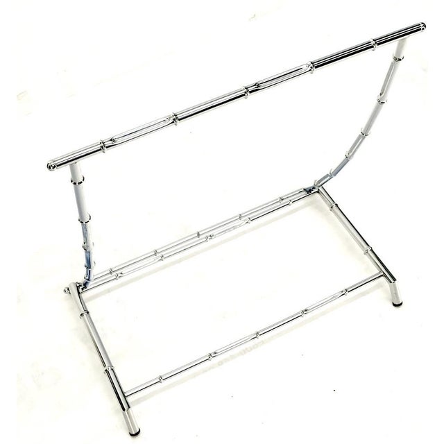Mid Century Italian Modern Chrome Faux Bamboo Folding Collapsible Towel Rack For Sale - Image 14 of 14