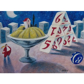 Armando Orfeo, Card Game, 1999, Oil Painting, Framed For Sale