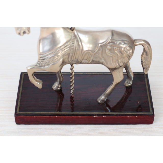 Mid-Century Brass Carousel Horse Figurine on Wood Base, Whimsical Home Decor For Sale - Image 10 of 17