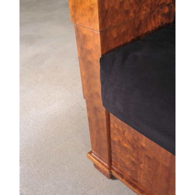 Leon Rosen Art Deco Style Burlwood Waterfall Sofa Settee For Sale - Image 16 of 18
