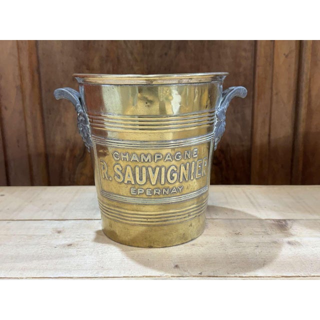 Silver Brass Champagne Bucket by R. Sauvignier, 1930s For Sale - Image 8 of 8