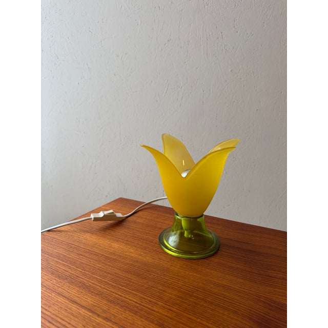 Vintage Glass Table Lamp in Yellow and Green Glass, 1980s For Sale - Image 12 of 12
