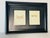 Large double frame dragonflies Chromolithograph in wide embossed leather frame.