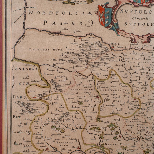17th Century Antique Suffolk County Map, Dutch, Atlas Novus, Joan Blaeu, Cartography, c.1645 For Sale - Image 5 of 12