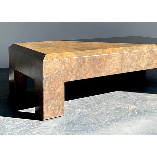 Vintage Boho Beveled Parchment Coffee Table For Sale - Image 11 of 12