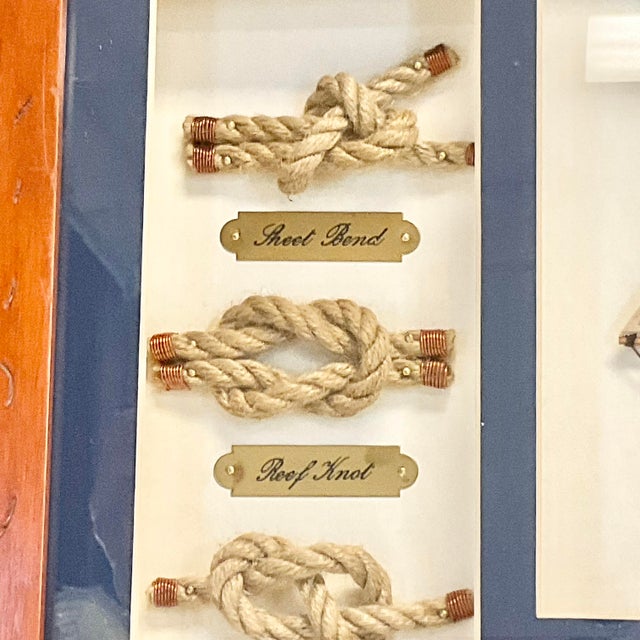 1980s Coastal Nautical Arts & Crafts Shadowbox, Seashells, Rope Knots & Model Ship For Sale - Image 10 of 12