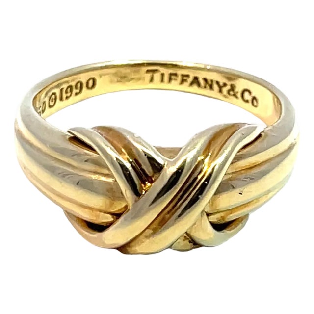 Tiffany & Co. 1990 Vintage X Signature Ring in 18k Yellow Gold, Size 6 For Sale