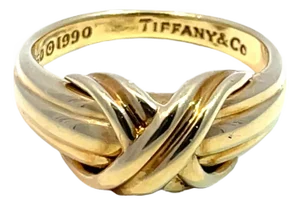 Tiffany & Co. 1990 Vintage X Signature Ring in 18k Yellow Gold, Size 6