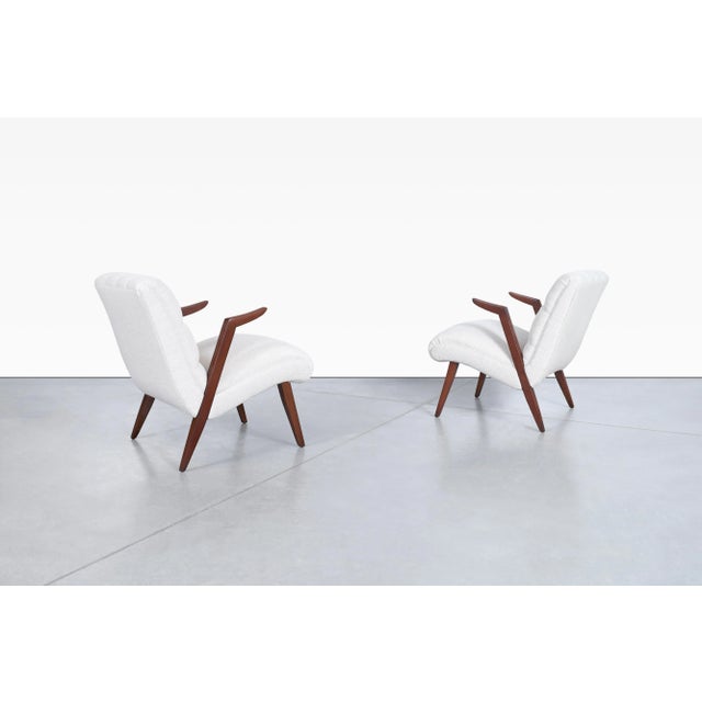 Mid-Century Modern Walnut Lounge Chairs With Floating Armrests, 1950s For Sale - Image 4 of 12