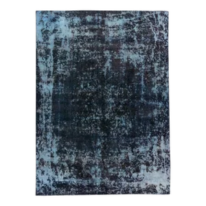 Vintage Distressed Blue Handmade Wool Rug 8'10" X 12'3".