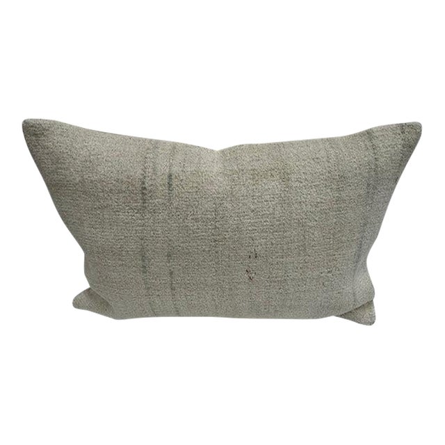 Turkish Hemp Pillow Cushion Natural Beige Pillow Cushion Cover 16" x 24" For Sale