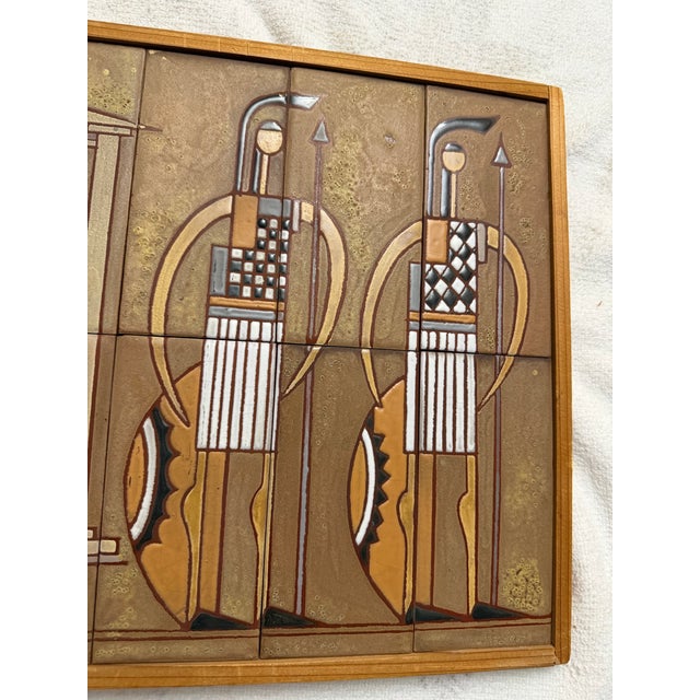 Multi-Tile Ceramic Mural Titled "Composition With Warriors" (Or "Classical Age Warriors") by the Renowned Greek Ceramist Panos Valsamakis (1900–1986). For Sale - Image 10 of 12