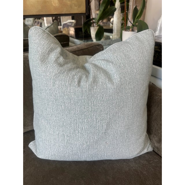 Brand new, custom-made,with Villa Nova- Nano Eucalyptus fabric, turquoise-textured pillows with self-welt and zipper...