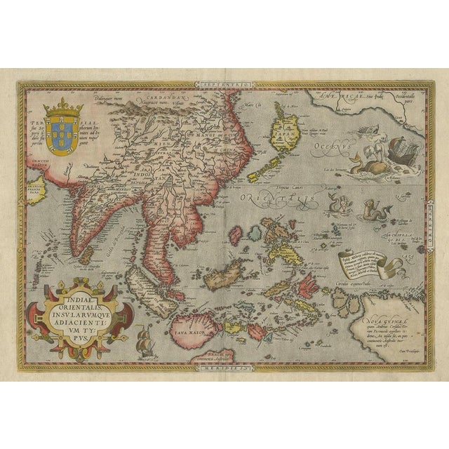 Paper Antique Map of Southeast Asia attributed to Ortelius, 1587 For Sale - Image 7 of 7