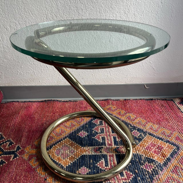Metal 1970s Tubular Chrome & Glass Side Table Paul Tuttle For Sale - Image 7 of 8