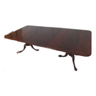 1980s Flame Mahogany Banquet Dining Table Pedestal Highend Designer For Sale