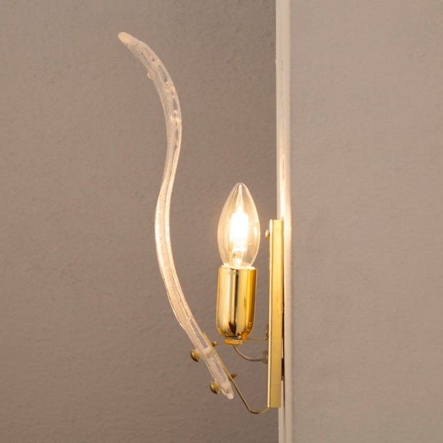 Italian Wall Lamps in Clear Murano Glasss, 1990s, Set of 2 For Sale - Image 10 of 12