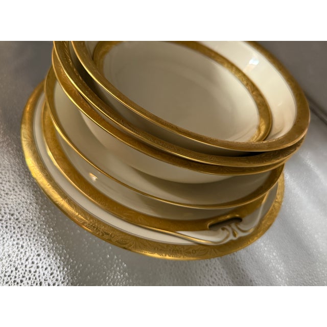 Cream Porcelain China Hutschenreuther “Margarete” 7 serving pieces. Platters and bowls, several of the pieces could be...