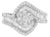 14K White Gold 1.0 Cttw Baguette & Brilliant-Cut Diamond Round Floral Cluster Engagement or Fashion Ring with Swirl Wrapped Triple Row Band Size 6.75 For Sale