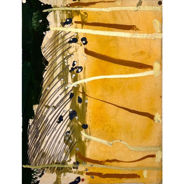 Stanley Boxer, Stanley Boxer Mixed Media Abstract Expressionist Painting on Paper, Gold, 1987 For Sale - Image 9 of 16