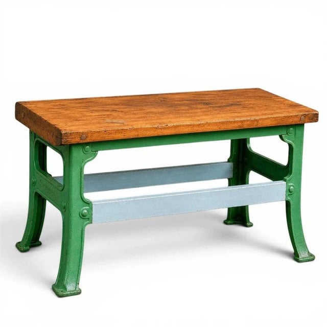 Vintage Industrial Butchers Block Kitchen Island with Cast Iron Base For Sale - Image 3 of 7