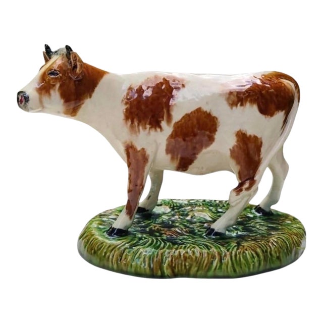 19th Century Rare Large French Majolica Cow For Sale