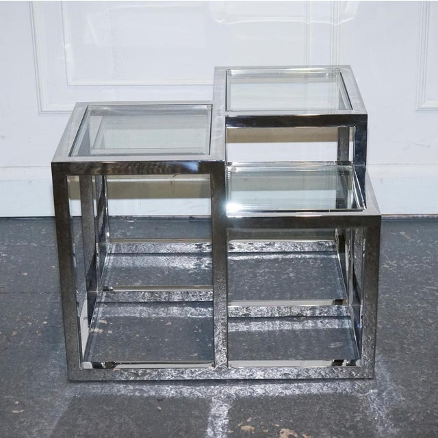 Art Deco Style Glass and Polished Stainless Steel Side Tables from Casa Padrino, Set of 2 For Sale - Image 6 of 16