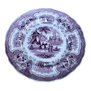 A Antique Staffordshire "Palestine" Purple Transfer Decorated Plate, 1830’s