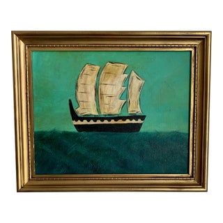 Contemporary Impressionist Seascape Painting on Canvas, Framed For Sale