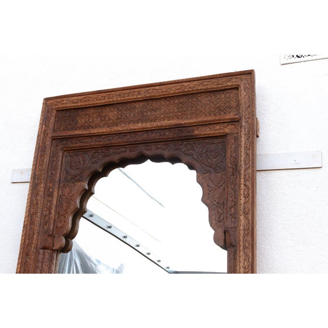 116" Tall Moorish Arch Carved Palace Floor Mirror For Sale In Los Angeles - Image 6 of 8