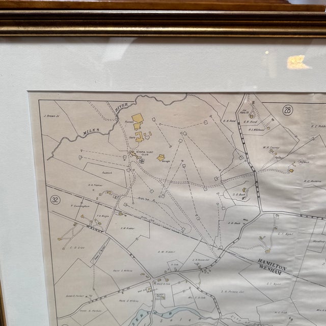 Vintage "Essex County Part of Towns of Hamilton - Wenham" Map, Framed For Sale - Image 12 of 12