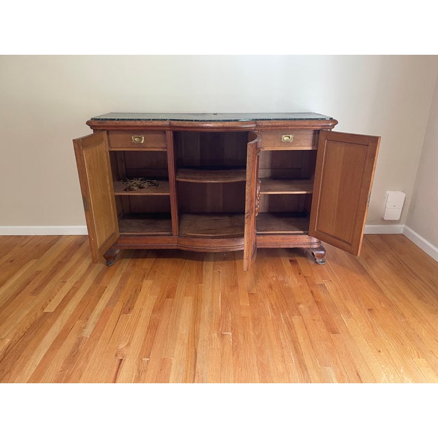 Early 20th Century French Provincial Louis XV Carved Oak Marble Top Sideboard Buffet For Sale - Image 5 of 9