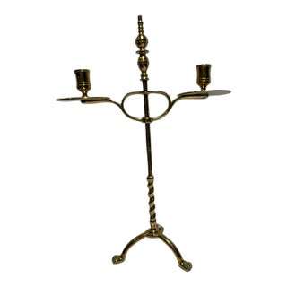 Antique Arts and Crafts Adjustable Brass Student's Candelabra For Sale