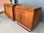 A striking matched pair of Brutalist walnut nightstands by Tobago, the celebrated Canadian furniture manufacturer whose...