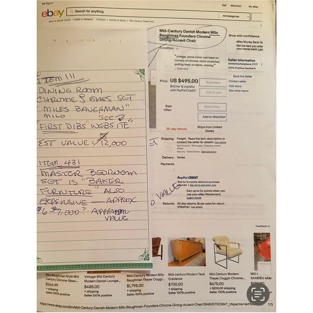 Mid-Century Modern Mid-Century Danish Founders Chrome Dining/Accent Chair Attributed to Milo Boughaman For Sale - Image 3 of 3