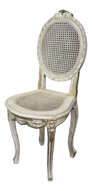 Louis XV Style Painted Decorated and Caned Side Chair